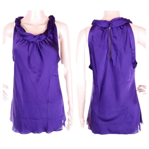 Signature by Larry Levine Women's Purple Sleeveless Blouse Top Size Small